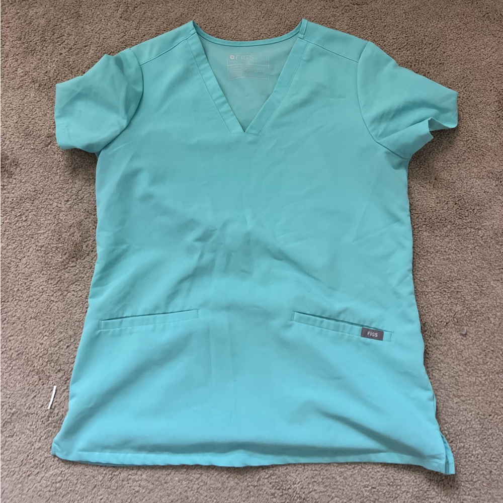 Figs Women's Scrub Top in Aqua Blue